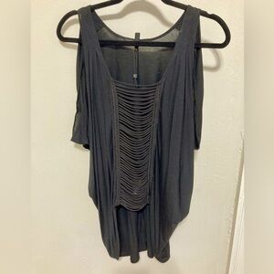 BCBG draped black blouse